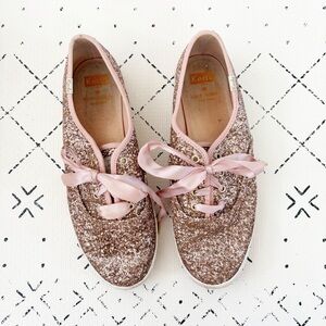 Kate Spade Keds Rose Gold Glitter Sneakers size 8